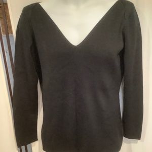 Peruvian Connection Black V Neck and Back Sweater